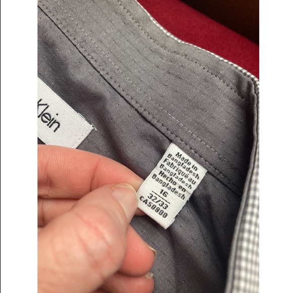 Calvin Klein mens Gray slim fit button down size 16 - Picture 2 of 5
